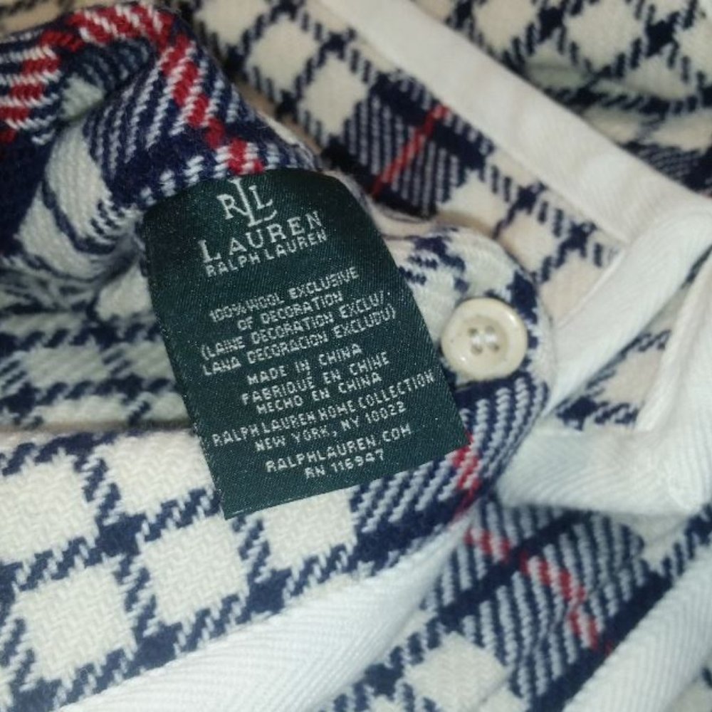 2/4 - Ralph Lauren Talmadge Hill Red White & Blue Sham/Pillow Cover, 100% Wool
